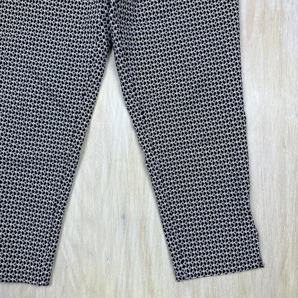Anthropologie Geometric Cropped Black White Ankle Slit Pull On Pants Medium - Picture 5 of 15